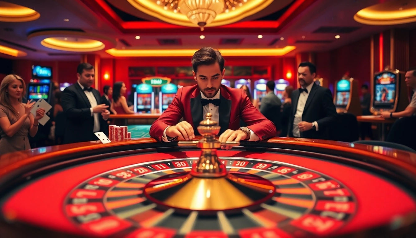 Engaged player enjoying gambling action at https://tr88.autos/ with roulette and poker elements.