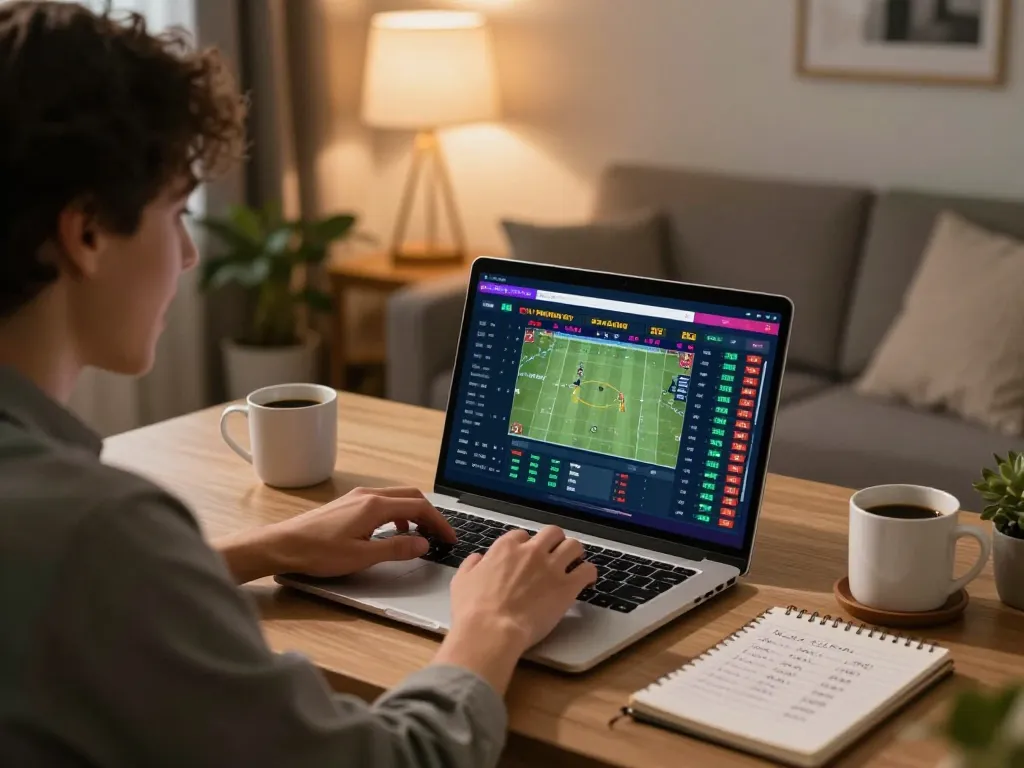 Engaging with live sports betting on RR88, excitement visible during a thrilling match.