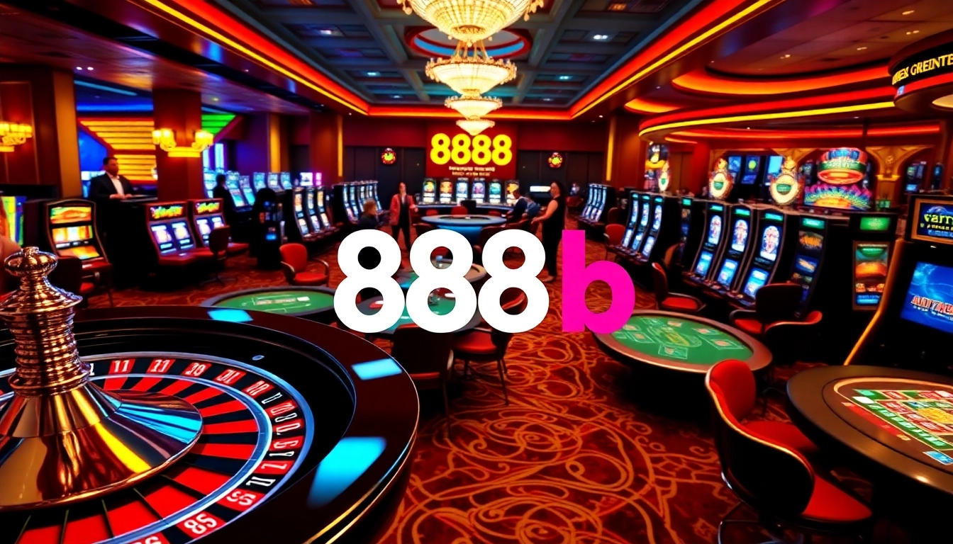 Experience thrilling gameplay at 888b with luxury casino visuals featuring roulette, poker, and slot games.