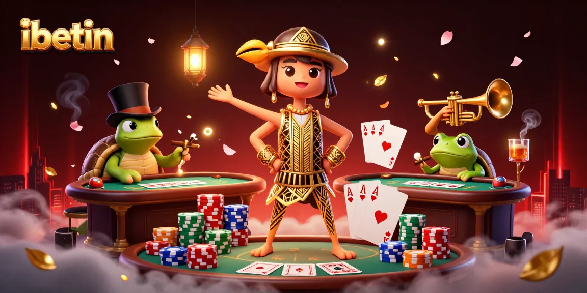 Experience thrilling gambling action with ibetin's vibrant casino scene featuring poker tables and lively characters.