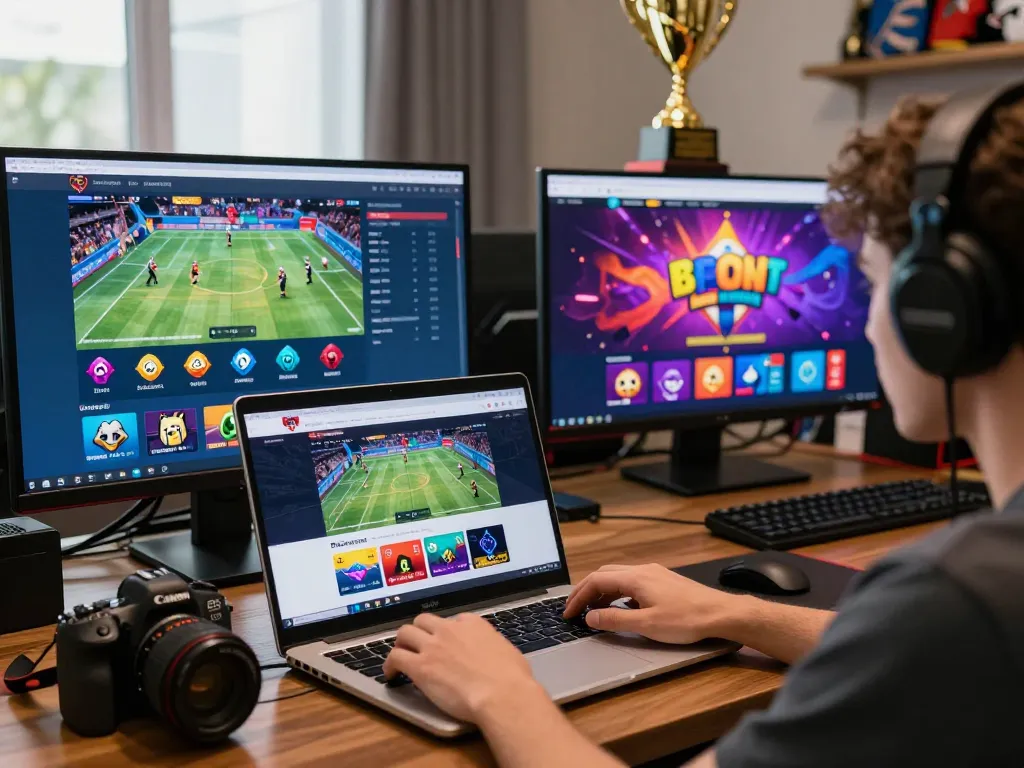 Engaging scene on trang chủ Goal123 showcasing vibrant online sports betting platform with user excitement and dynamic gaming interfaces.