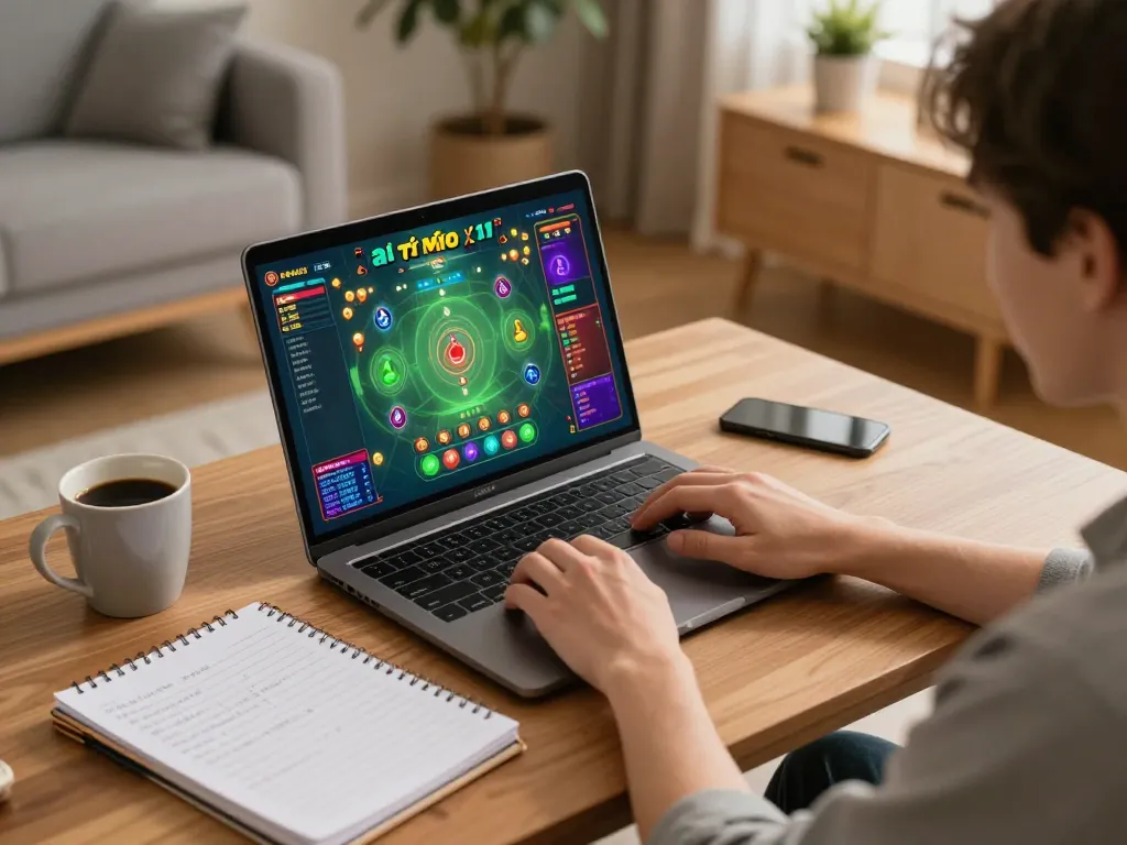 Engaging in Tài Xỉu MD5 online with a strategic approach from home, showcasing lively gameplay.