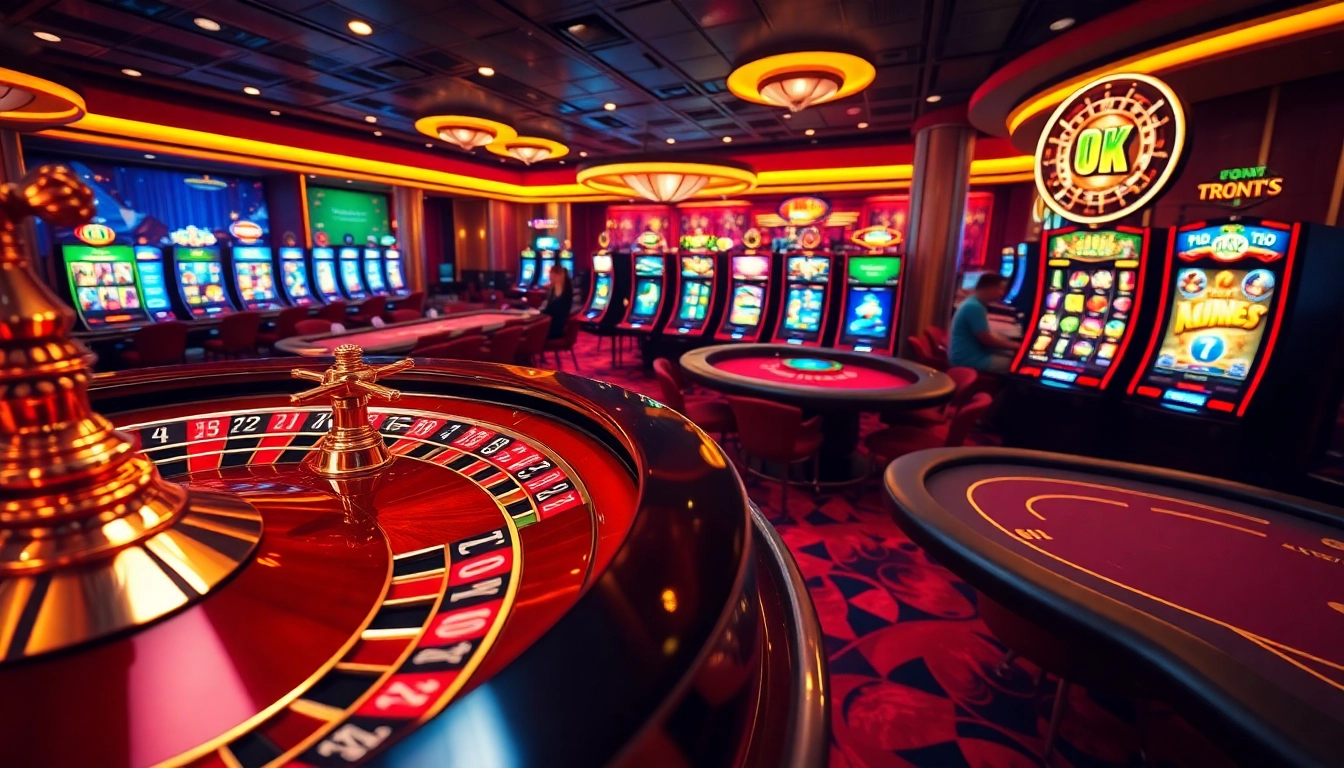 Experience the thrill at okfun casino with lively poker tables and vibrant slot machines.