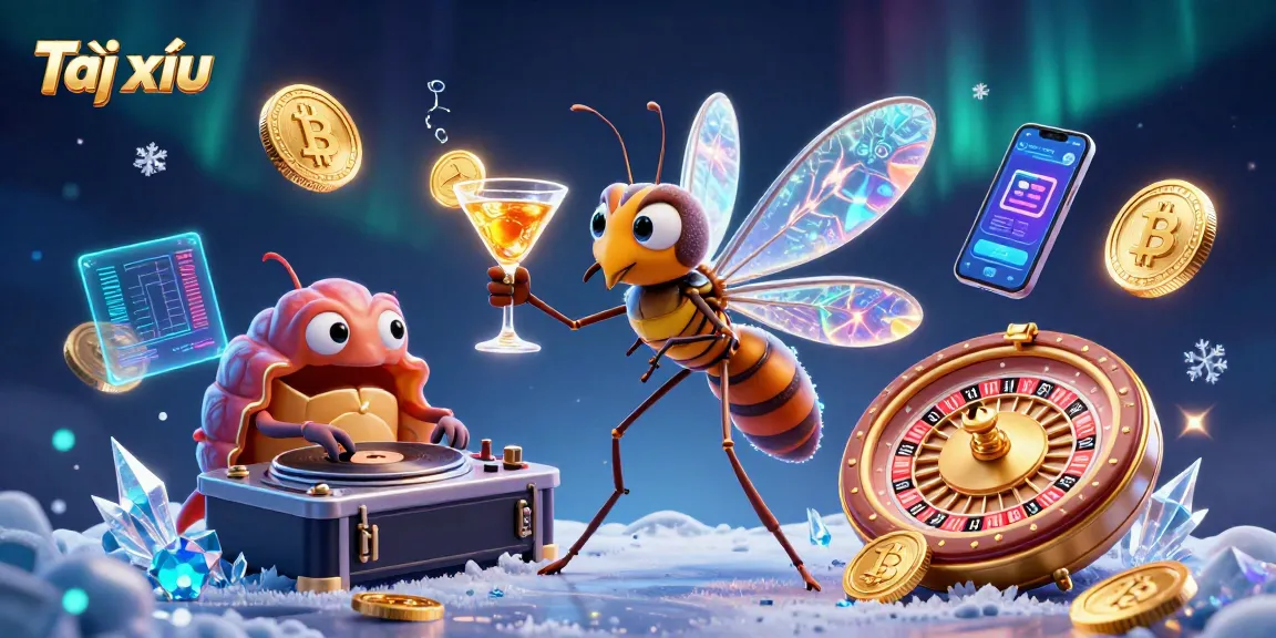Experience the thrilling Tài xỉu action with a vibrant casino mascot and dynamic gaming elements.