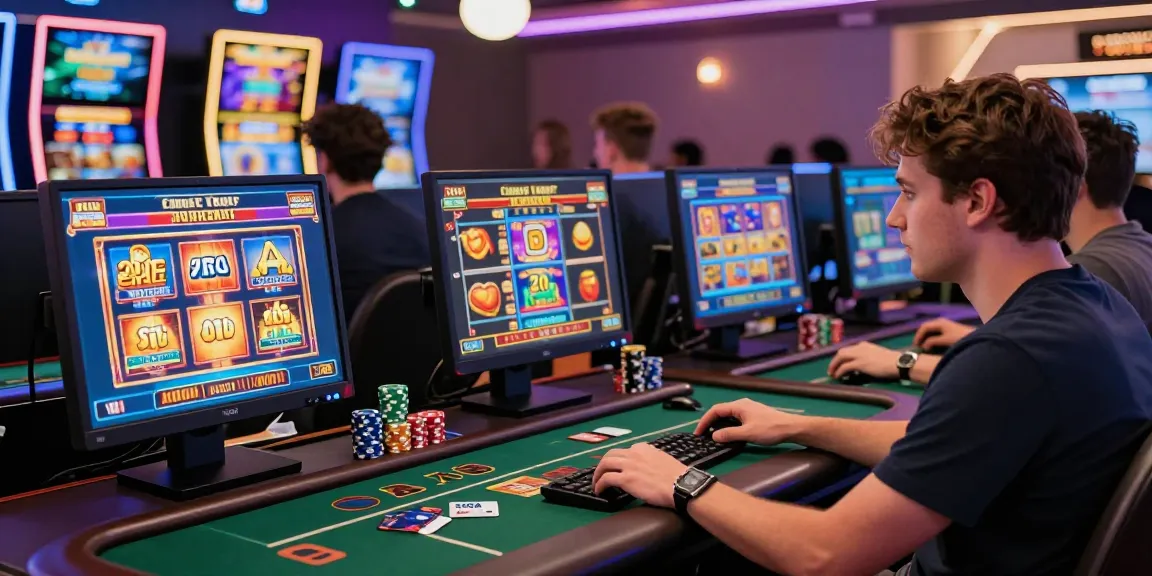 Players engaging at credit card casinos, using Visa and Mastercard in a lively online gaming environment.