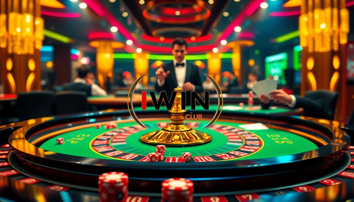Exciting gaming action at the IWIN Club casino table with chips and cards for vibrant gameplay.