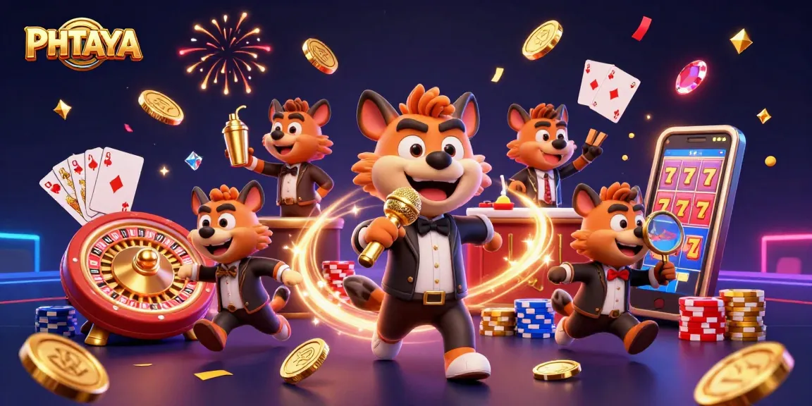 PHTAYA Casino fun with hyenas as comedians and bartenders amidst rays of winning coins and exciting games.