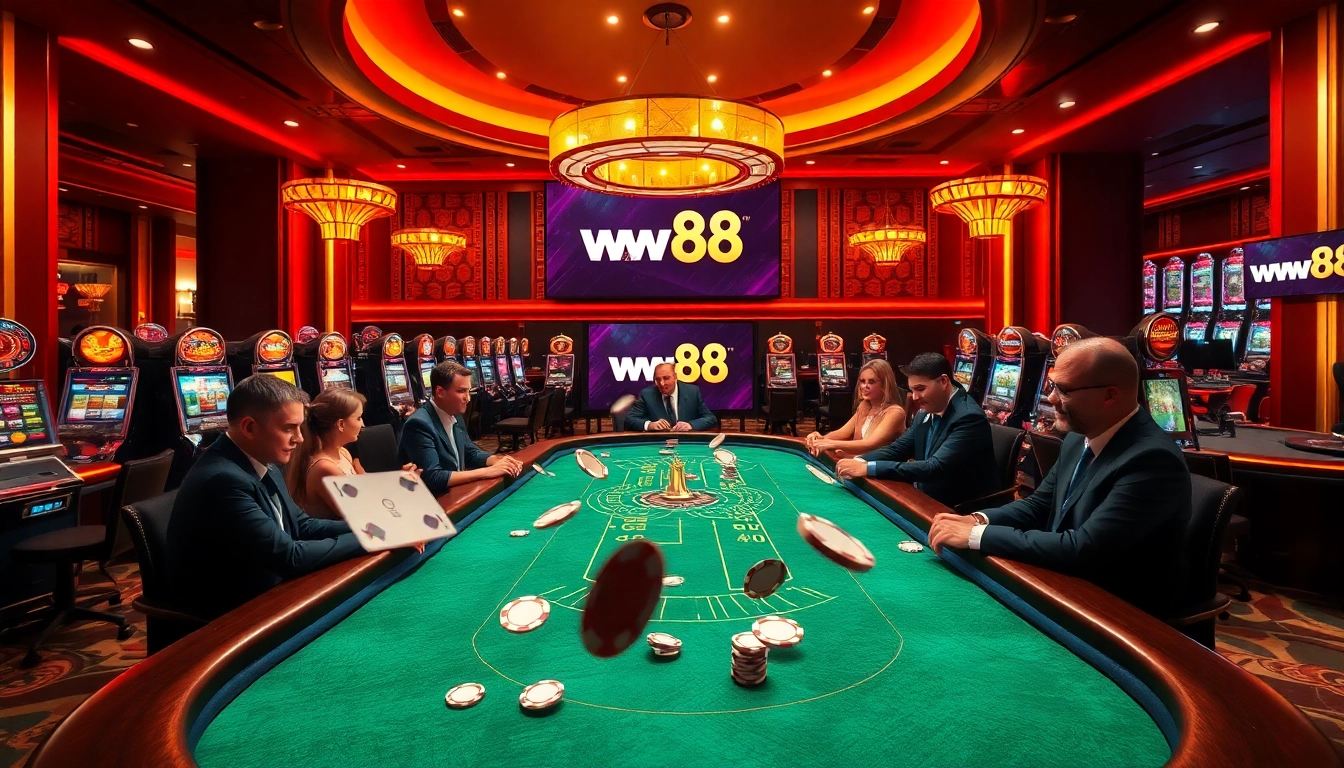 A thrilling gaming moment at the ww88 poker table captures high stakes and elegant atmosphere.
