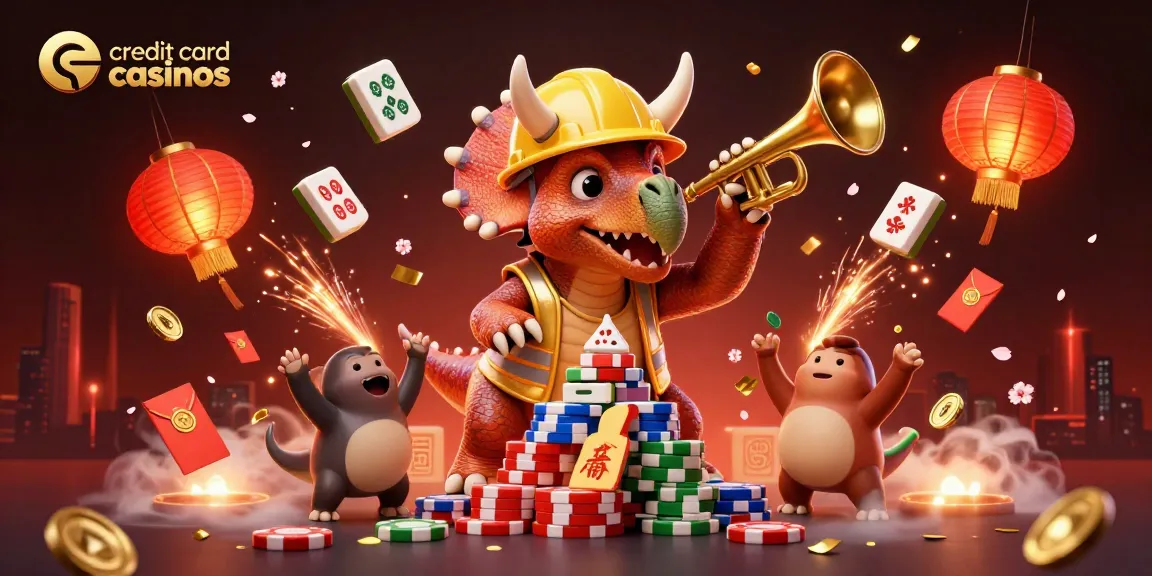 Experience fun at credit card casinos with a 3D triceratops and exciting gaming elements!