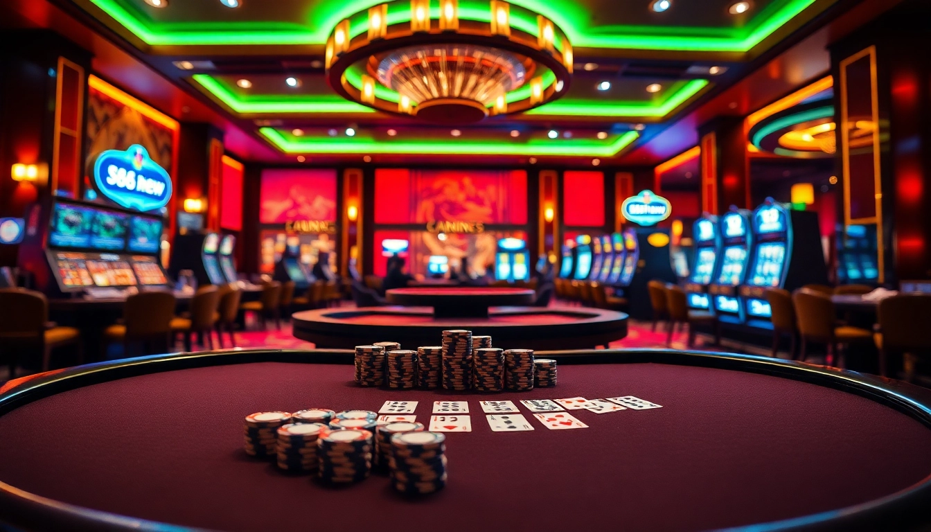 Experience the thrill of gambling at 888new with a luxurious casino scene.