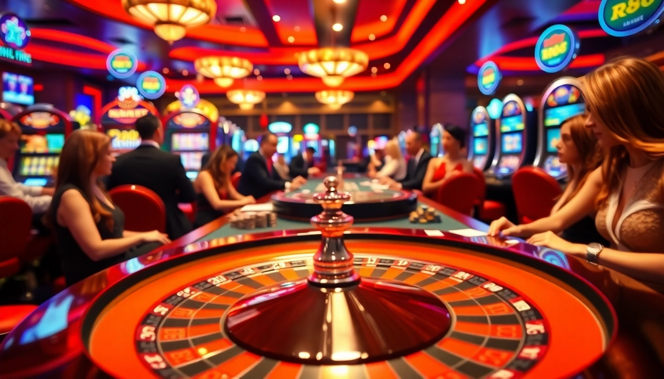 Engaging gameplay at RR88 casino with players around a roulette table.