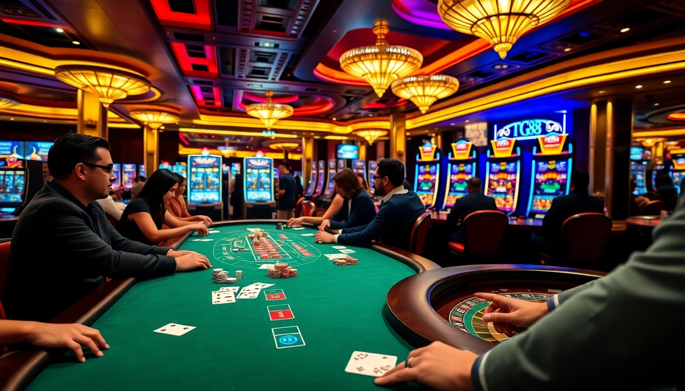Players enjoying thrilling card games at TG88, an elite online gambling platform.
