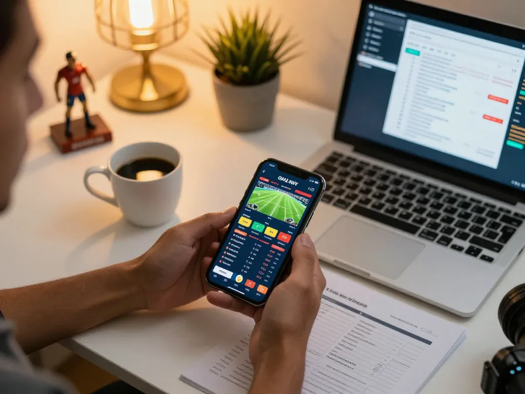 Betting on live sports using the 88aa mvp app, showcasing enthusiastic gameplay in a cozy home office.