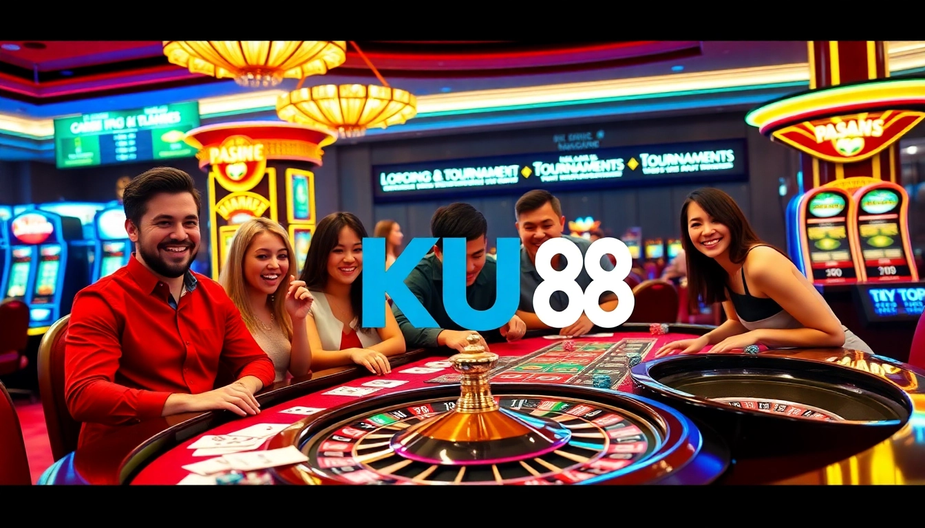 Experience high-stakes excitement at KU88 casino with vibrant tables and thrilling players.