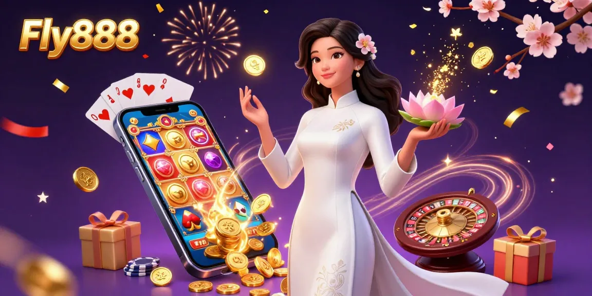 Engage with Fly888's vibrant gaming scene featuring dynamic slot games and casino elements.