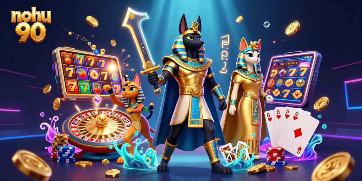 Experience nohu 90 with thrilling slot reels and cascading coins in an exciting casino scene.