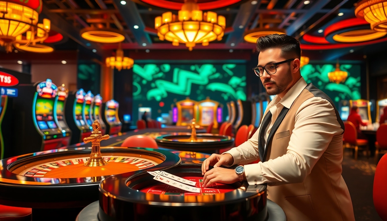 Exciting casino gameplay at KK55 with vibrant tables and slot machines enhancing the thrill of winning.