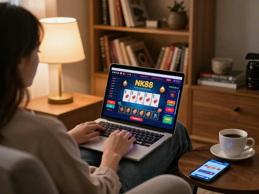 Engaging in online gaming on NK88 for strategic gameplay from home.