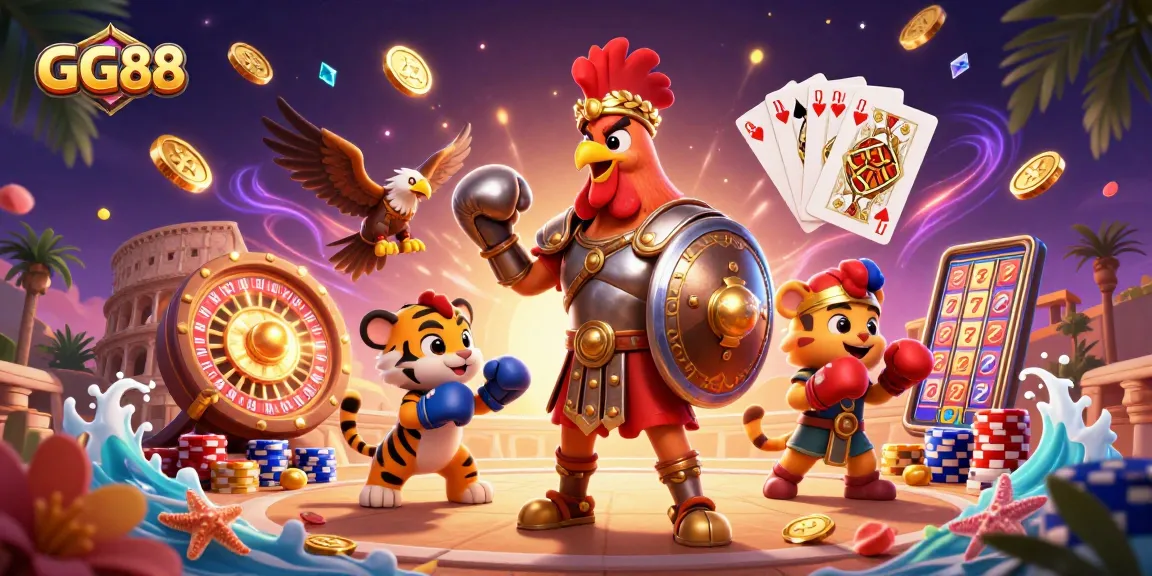 Experience thrilling gambling action with GG88 in a vibrant, dynamic casino scene.