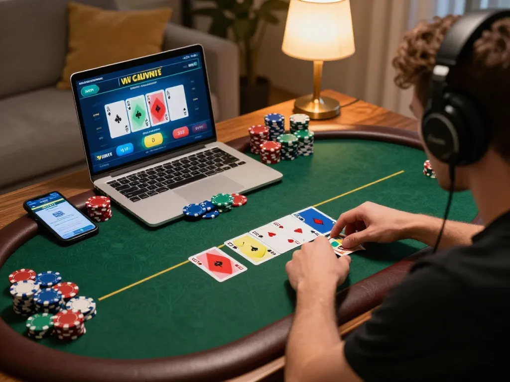 Players engaging in an online poker game with the vvvwin app for strategic fun.