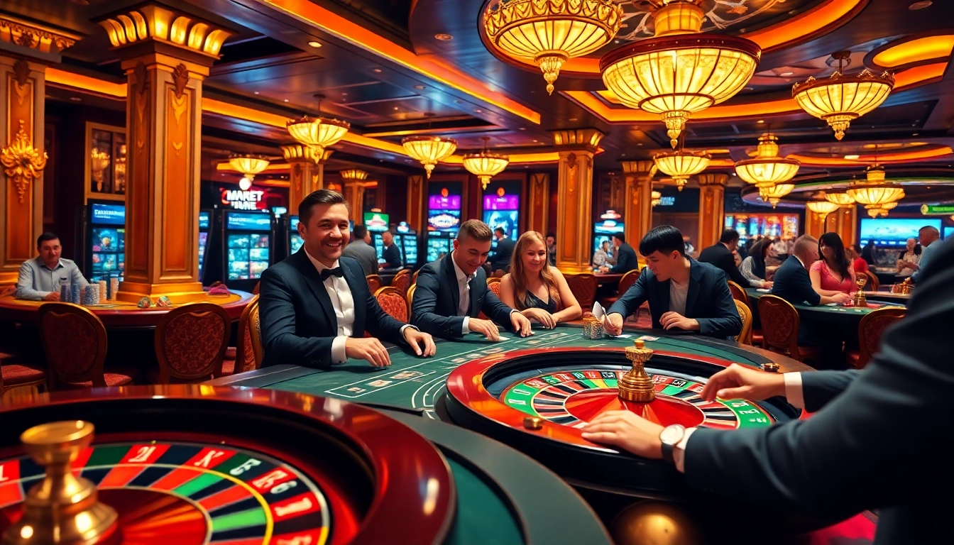 Experience the excitement of gambling at https://cm88seo.com/ with players engaged at casino tables.