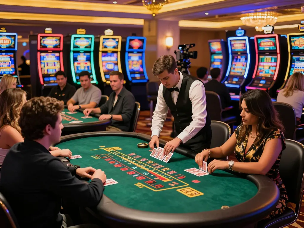 Players enjoying game đổi thưởng at a lively casino table with exciting gameplay actions.