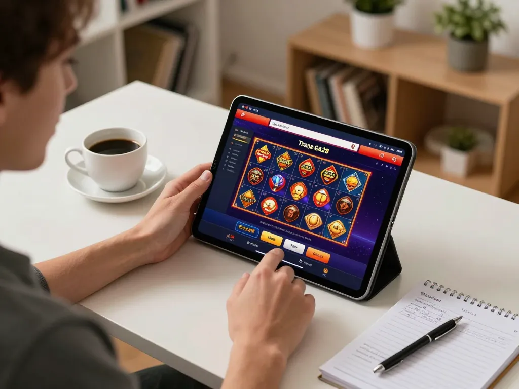 Engaging gameplay on the Trang chủ GA28 platform with a user interacting with vibrant slot machine games.