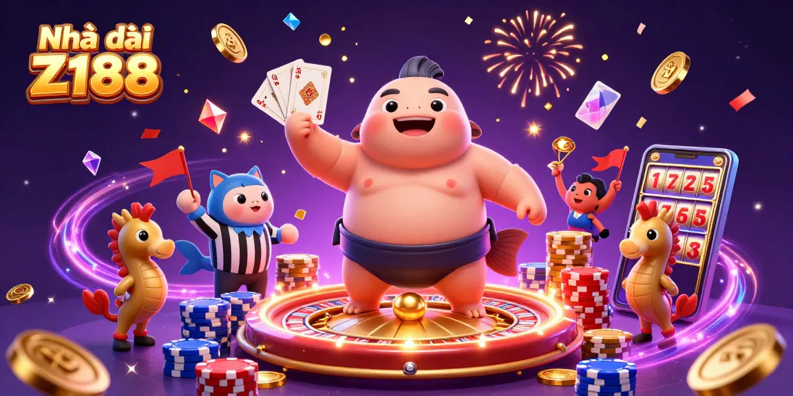 Experience the vibrant action of Nhà cái Z188 with playful characters and casino elements in an underwater scene.