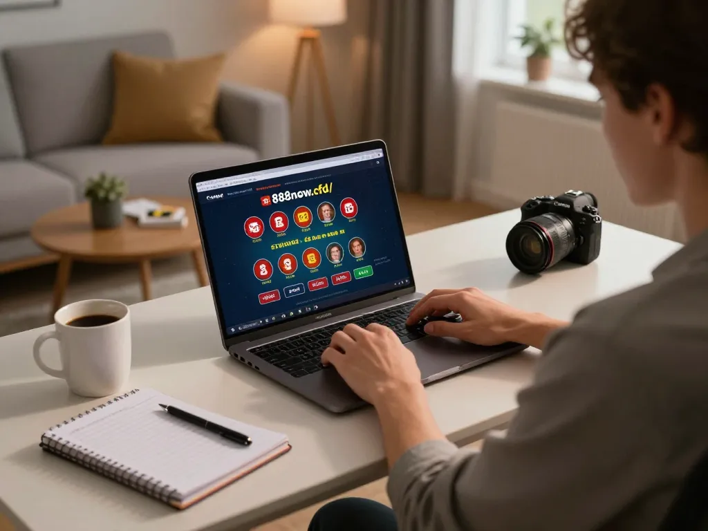 Player engaging with online casino games on https://888now.cfd/ while seated at a modern desk, showcasing a responsible gaming environment.