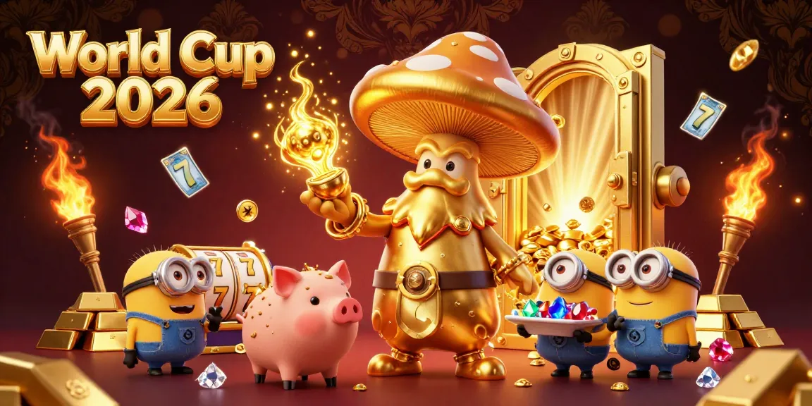 Experience World Cup 2026 dynamics in a golden casino scene with magical treasures.