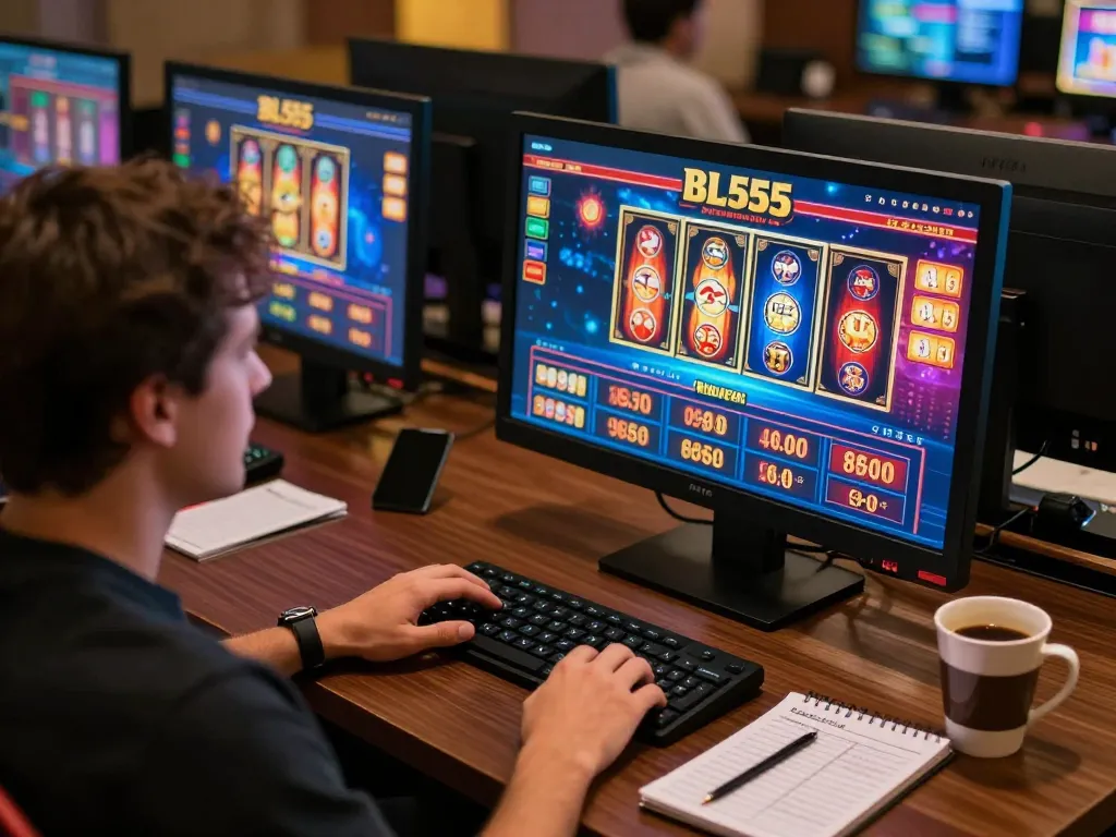 Engaging player enjoying a gaming session at BL555 online casino, highlighting a vibrant and immersive experience.