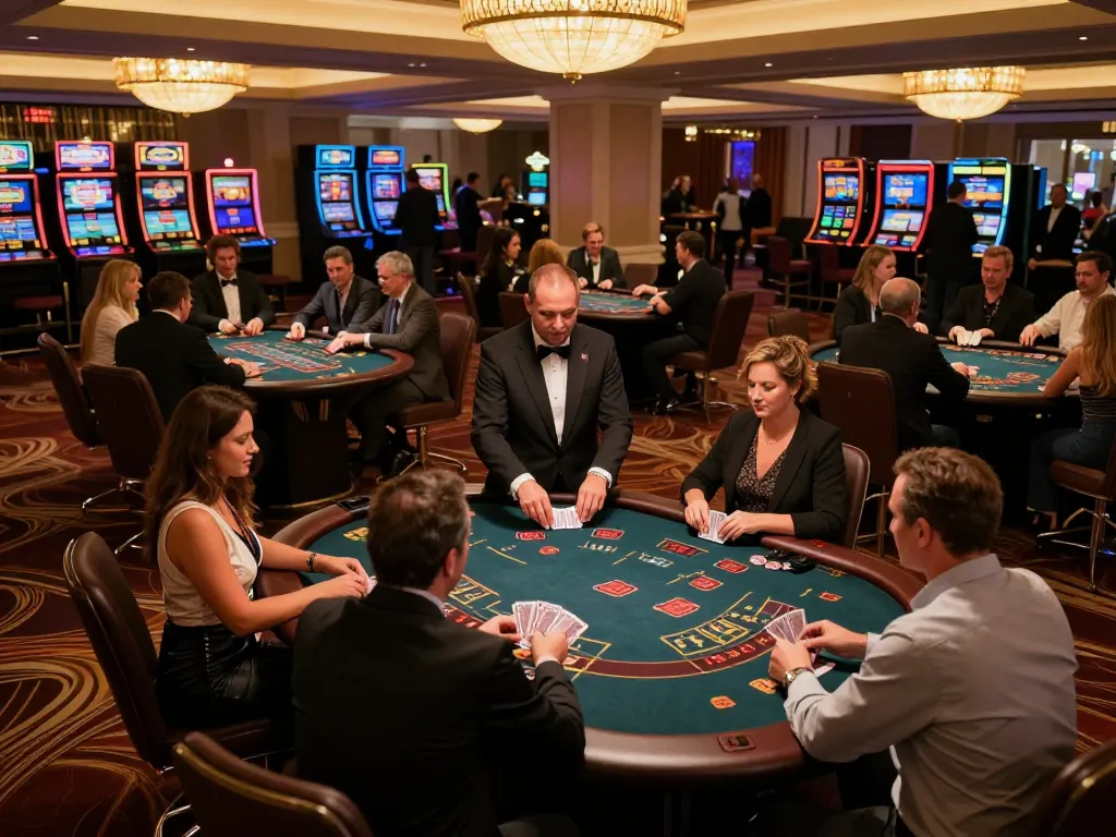 Players enjoying a thrilling blackjack game at Tin88's upscale casino.