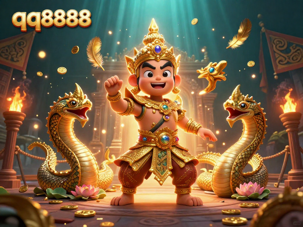 Engage in thrilling gaming experiences at qq8888 with dynamic Thai temple and casino elements.