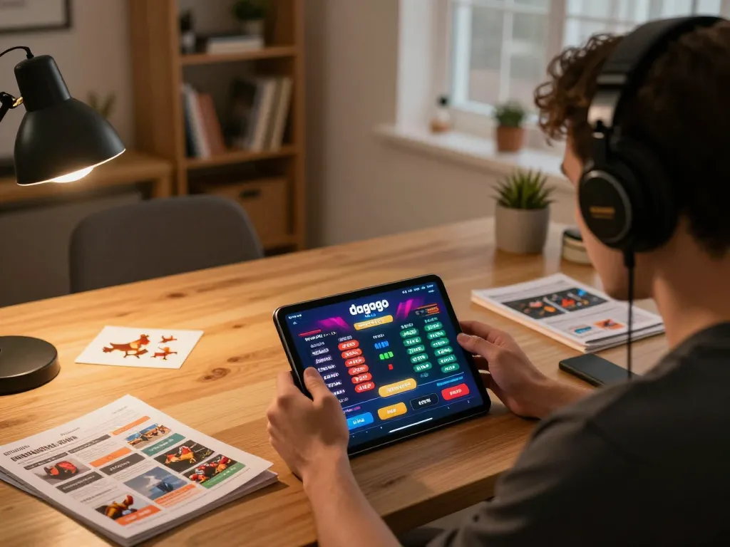 Engaging user betting on dagago platform during online chicken fights with strategic guides nearby