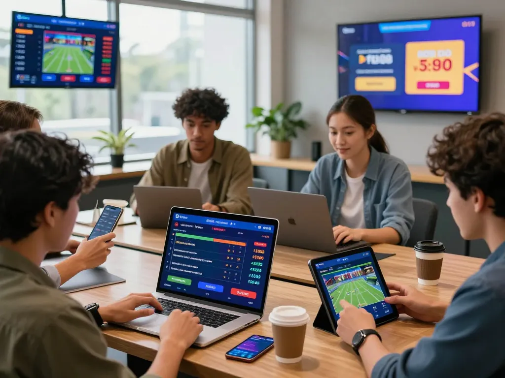 Exciting kèo nhà cái fb88 betting scene with diverse users engaging in digital betting on various sports events.