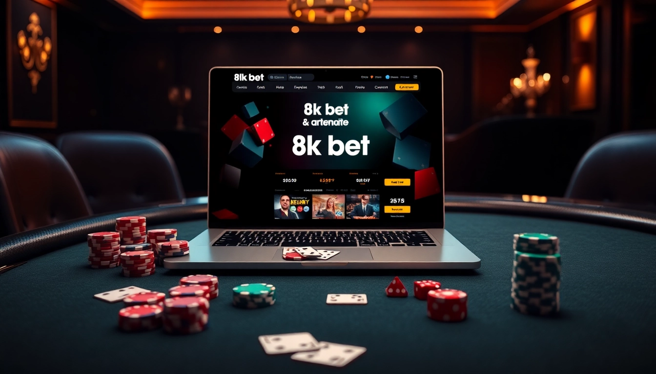 Engaging online casino visuals showcasing gameplay at https://8kbet.insure/ with poker chips and cards.