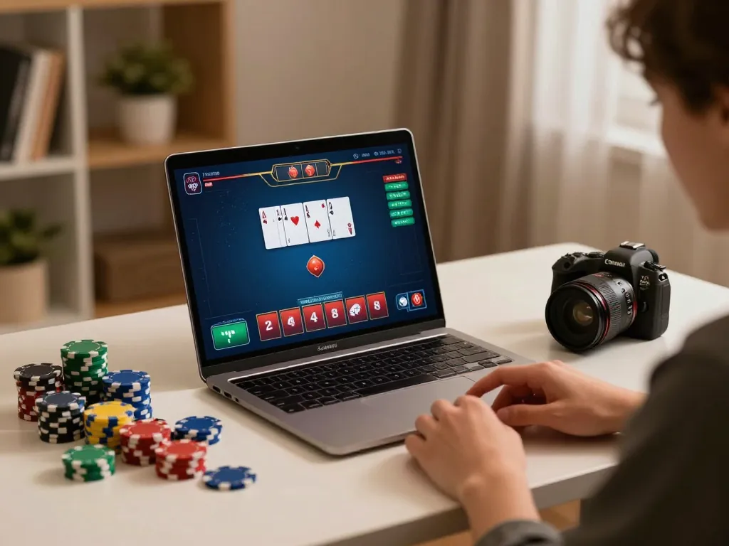Engaging in online poker at https://rr88.auction/ with colorful chips and a cozy atmosphere.