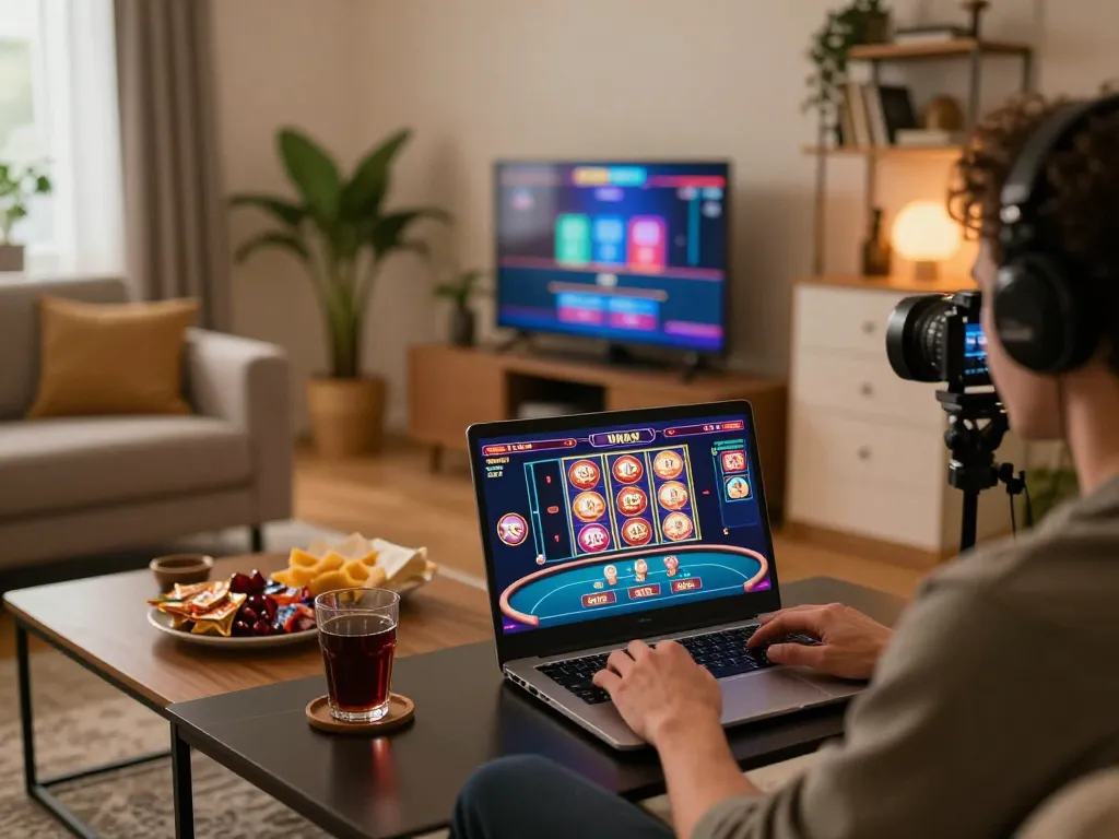 Engaged player exploring VMAX online casino games in a cozy setting
