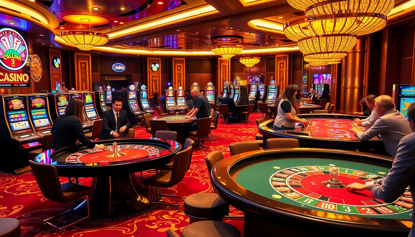 Experience the thrill of vz99 at an upscale casino with lively tables and slot machines filled with excitement.
