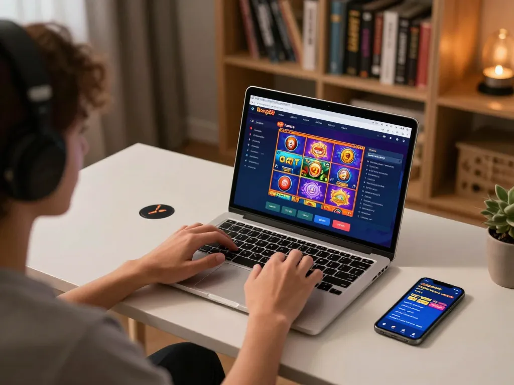 Bong88 user engaged in online betting via laptop, showcasing dynamic gaming experience