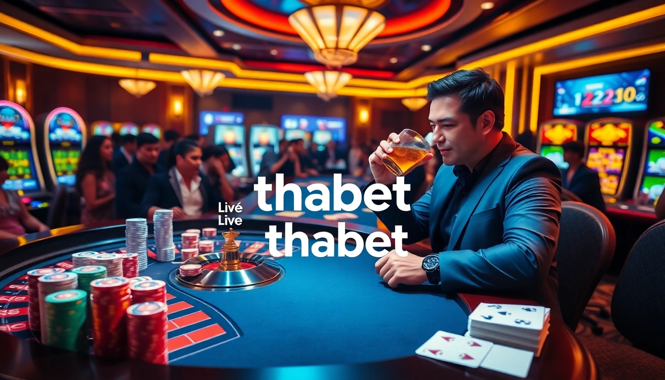 Players enjoying a thrilling game at Thabet Casino, highlighted by roulette and poker.