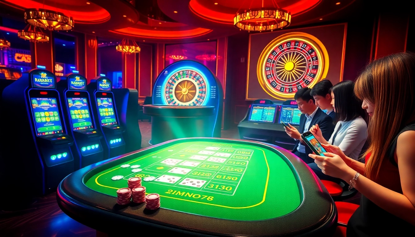 Playing at https://mm88.moe/ with virtual cards and vibrant slots in a luxurious casino setting.