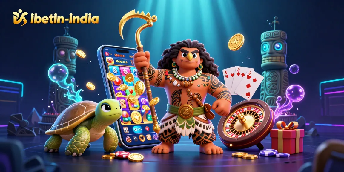 Experience thrilling gameplay at ibetin-india with vibrant casino elements in this dynamic 3D scene.