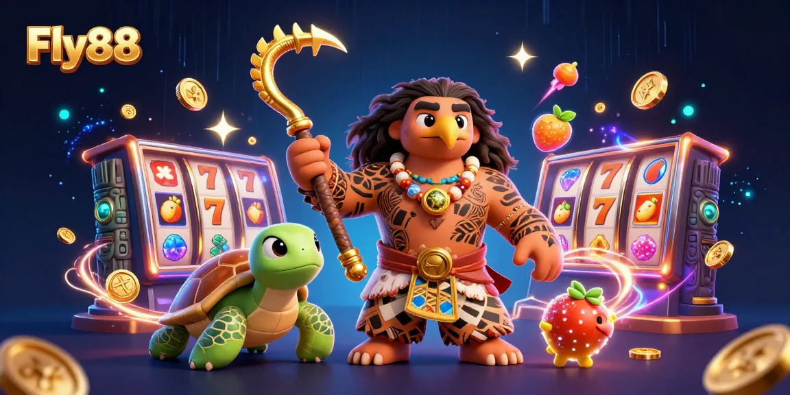 Fly88 engages players with exciting slot games, showcasing vibrant characters and dynamic casino elements.