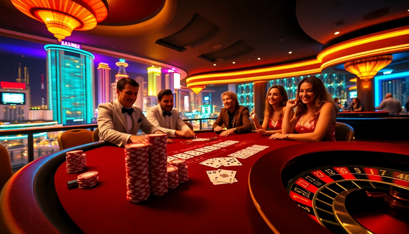 Players at a blackjack table experiencing the thrill of gambling at https://thabet1.net/ casino.