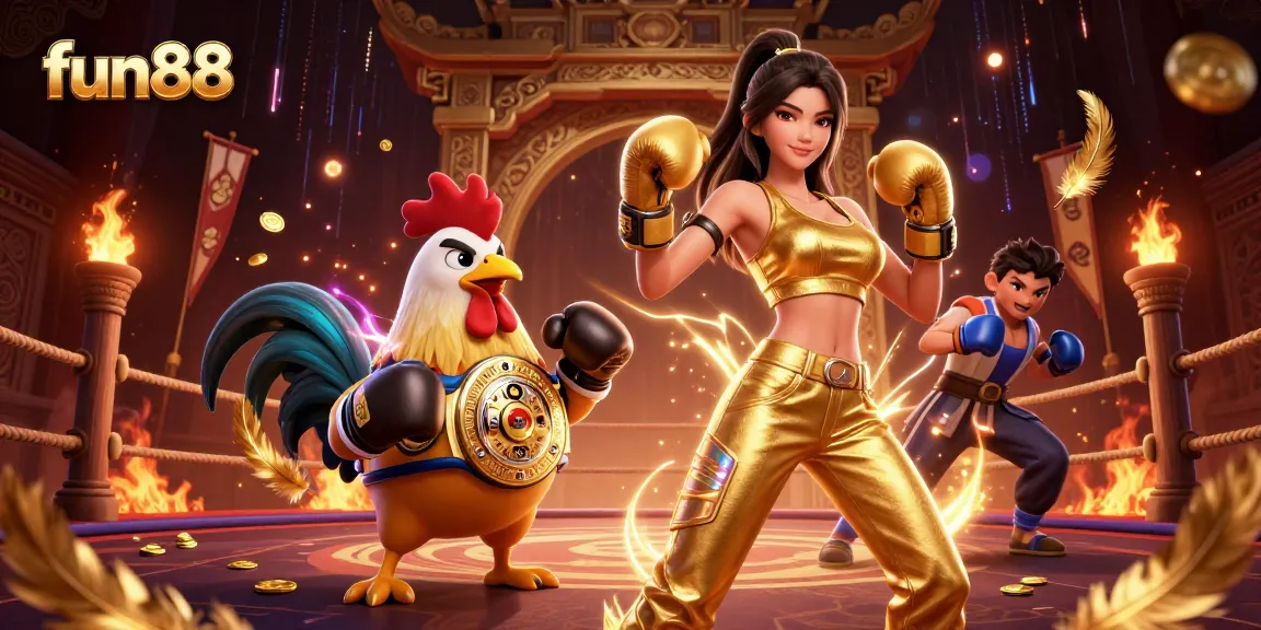 Engage with fun88 sports betting excitement featuring a powerful woman and boxing rooster.