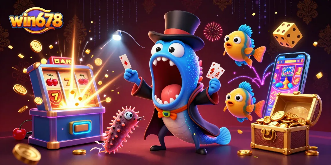 Experience the excitement at win678 with a magical casino scene featuring deep-sea creatures and a burst of jackpots.