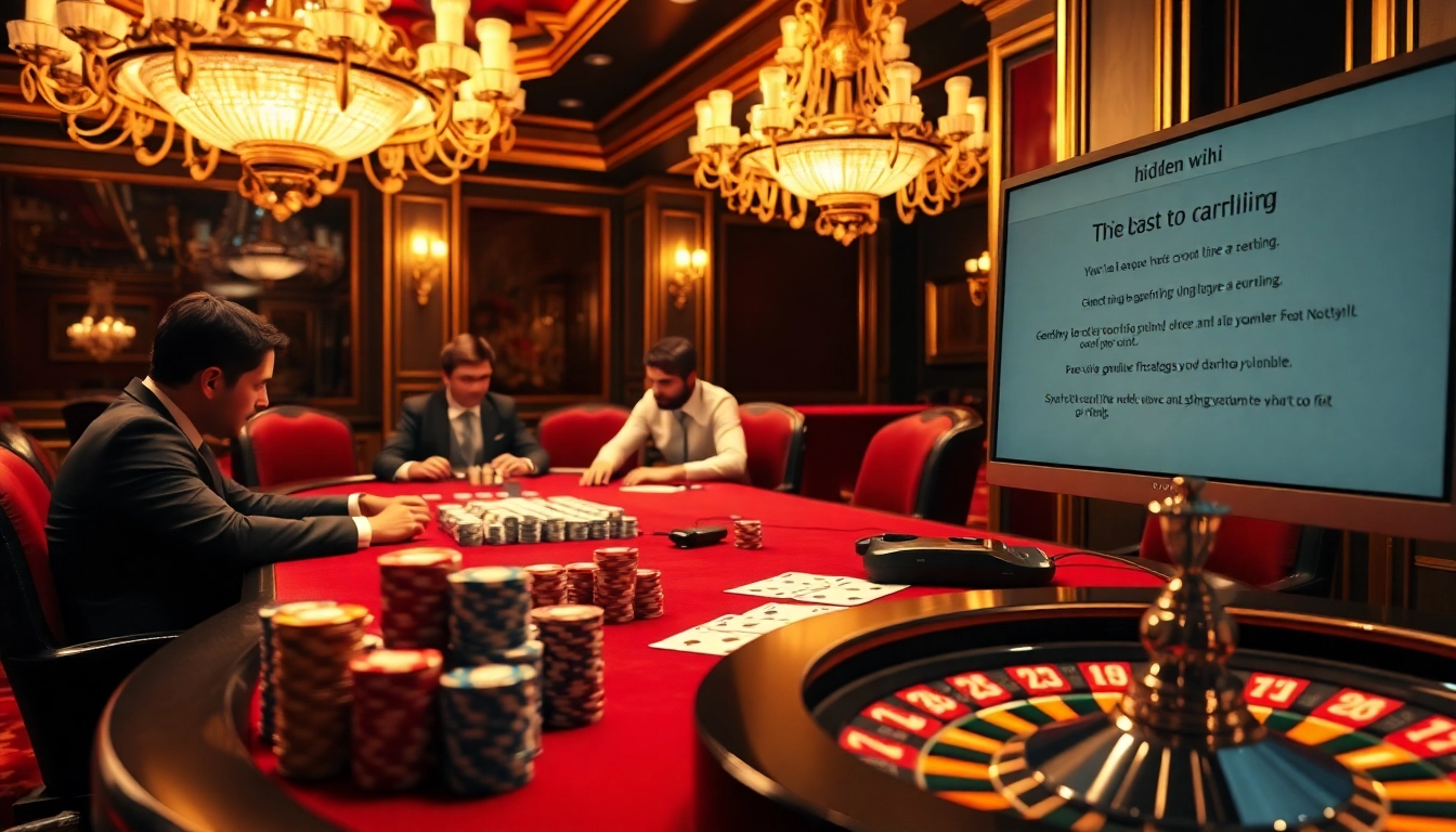Engage with the hidden wiki for elite gambling strategies at a luxury poker table scene.