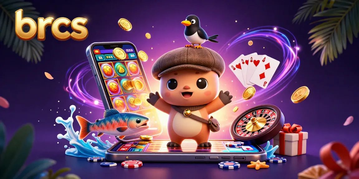 Engage with brcs as a vibrant 3D illustration featuring Nessie enjoying casino games surrounded by action.