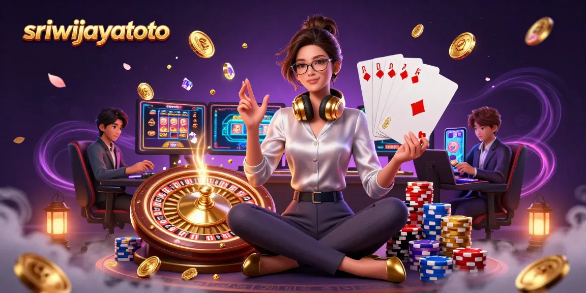 Experience thrilling wins at sriwijayatoto with a captivating casino gaming setup illustration.